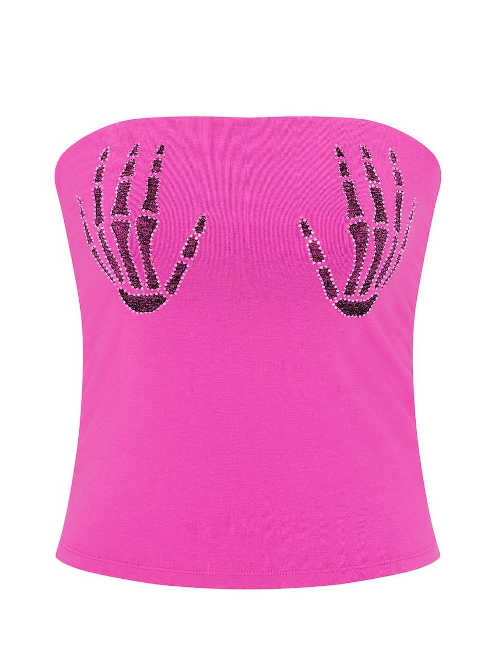 VS PINK HALLOWEEN 2026 PINK FIRE TUBE TOP & SKELETON HANDS BLING LOGO XS-XXL